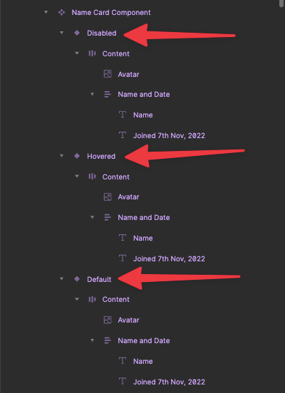 How to push an element change in a component variant to the rest of the variants in Figma?